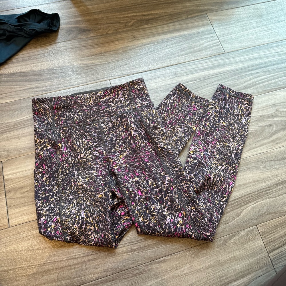 Purple and black leggings